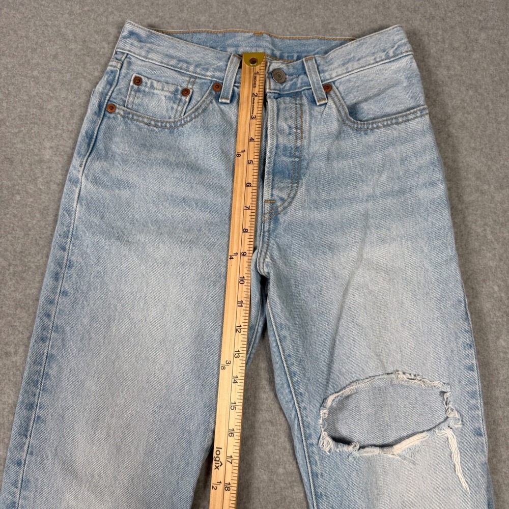 Levis 501 Original Fit Light Wash Distressed Straight Leg Jeans W24 L30 150th - Picture 7 of 11